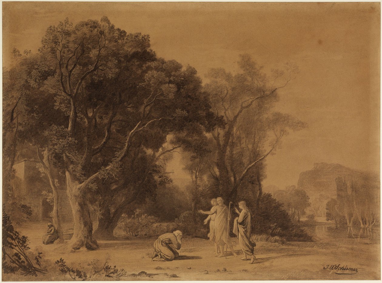 Abraham recibe la promesa de Isaac en el bosque de Mamré (Génesis 15, 1ff) de Johann Wilhelm Schirmer