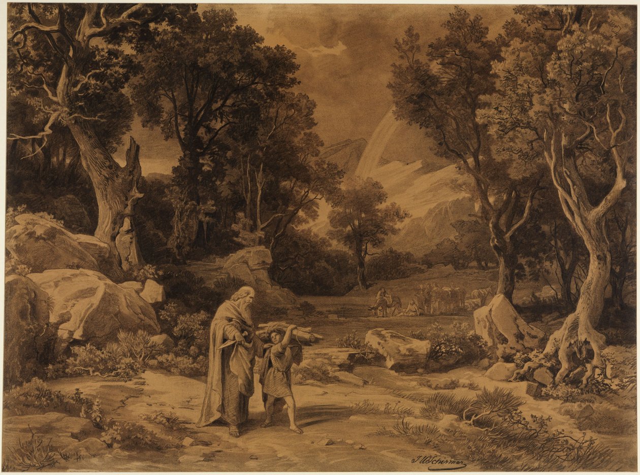 El camino hacia el sacrificio (Génesis 22, 6) de Johann Wilhelm Schirmer