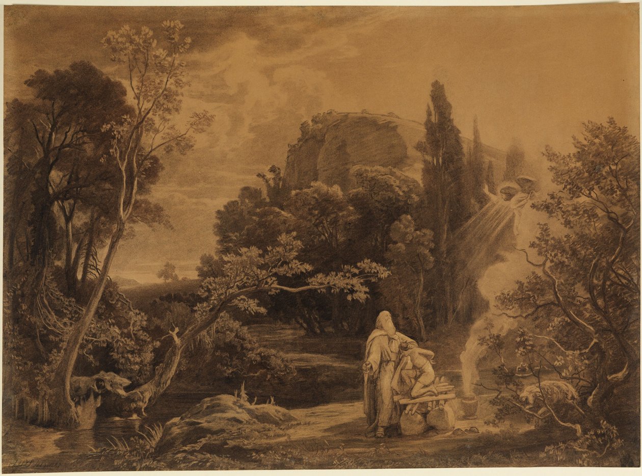 El sacrificio de Isaac (Génesis 22, 11-12) de Johann Wilhelm Schirmer