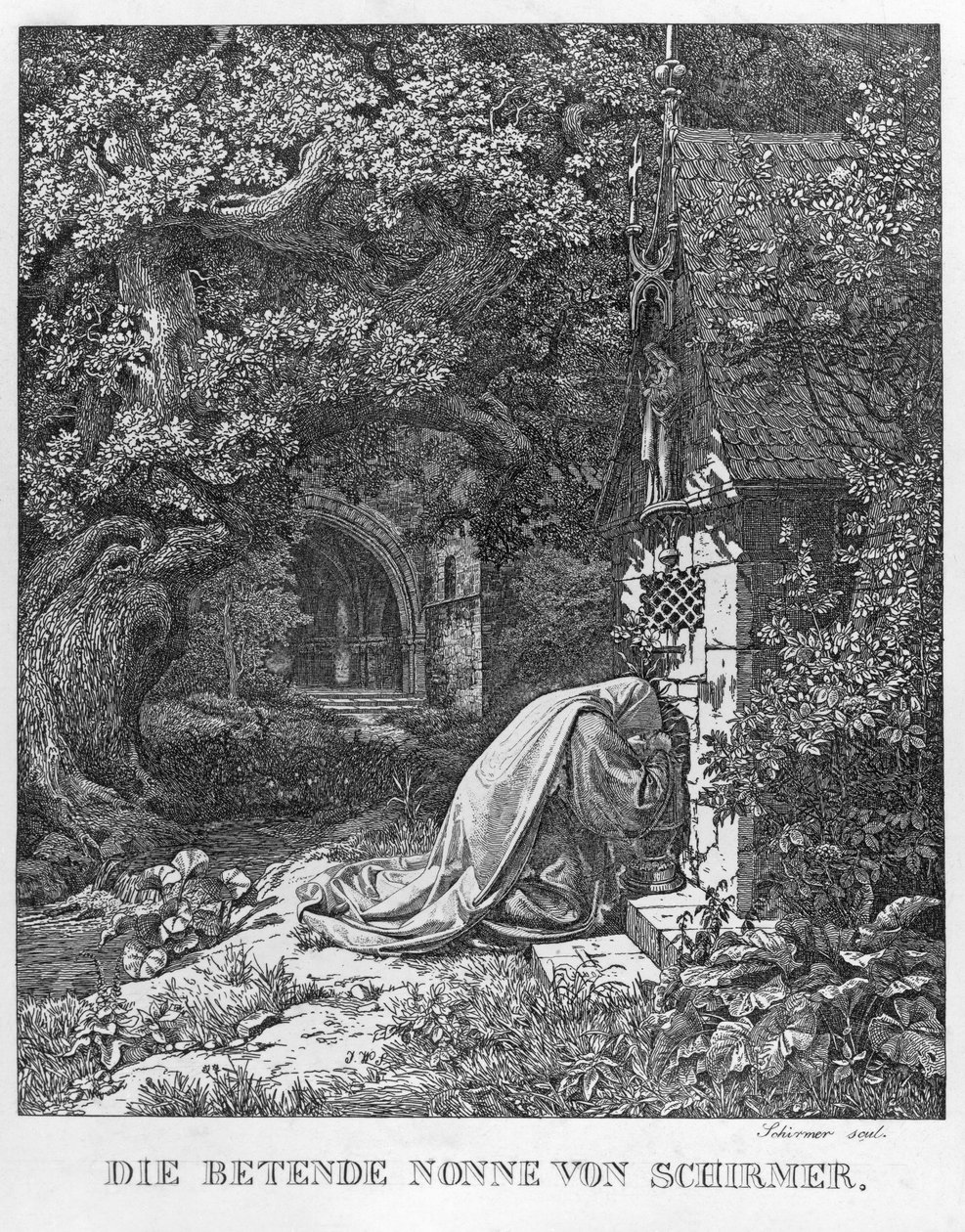 La monja rezando de Johann Wilhelm Schirmer