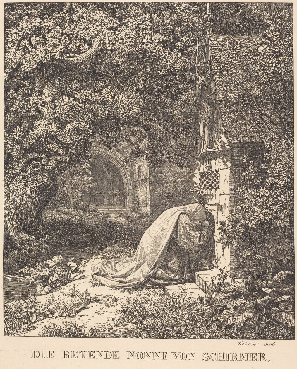 La monja rezando de Johann Wilhelm Schirmer