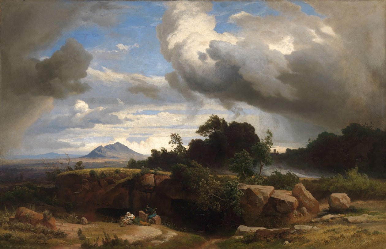 Tormenta que se acerca en la Campaña romana de Johann Wilhelm Schirmer
