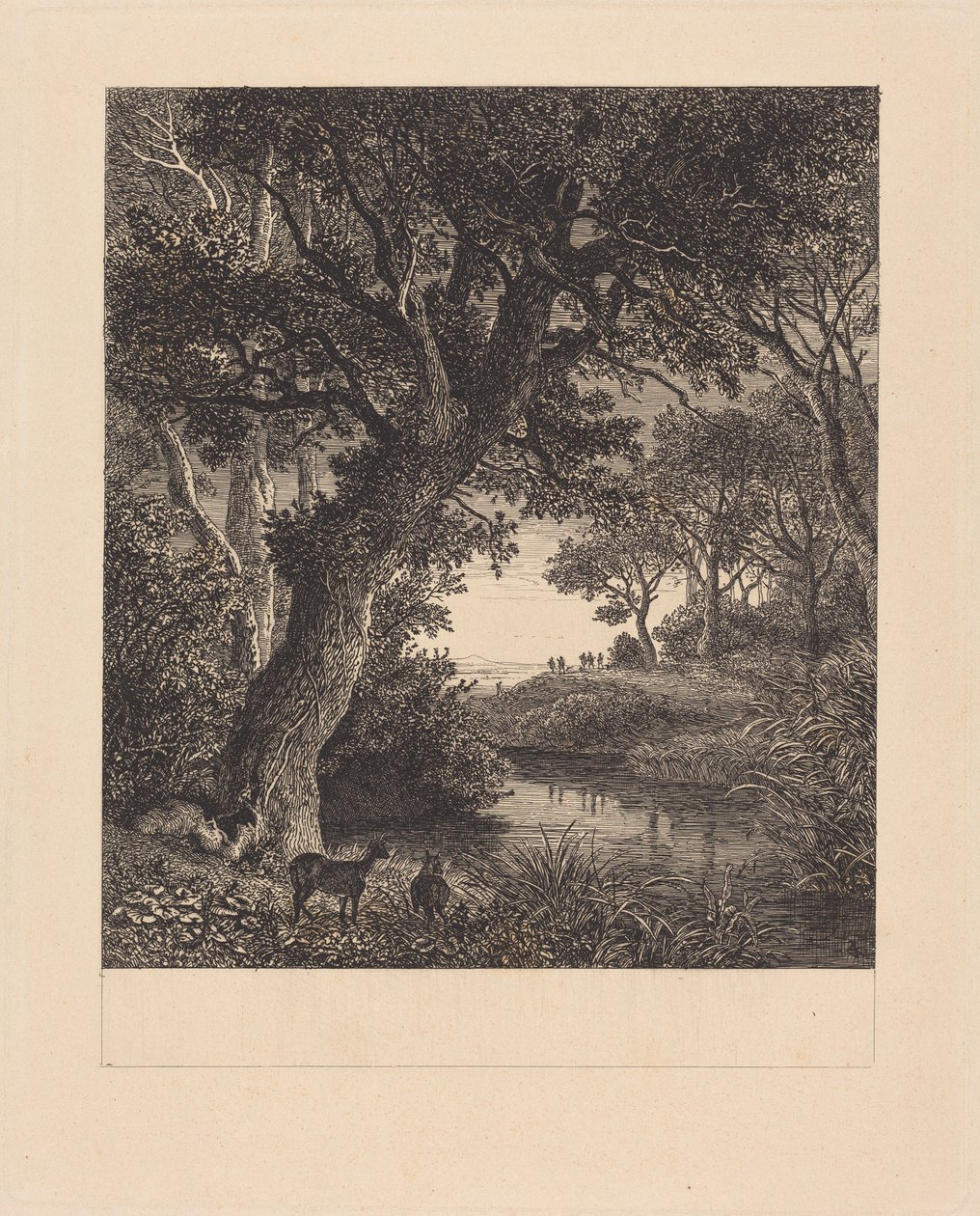 Cazadores saliendo de un bosque de Johann Wilhelm Schirmer
