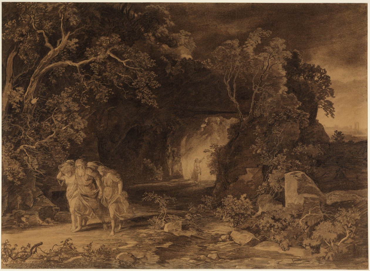 La huida de Lot (Génesis 19, 24-26) de Johann Wilhelm Schirmer