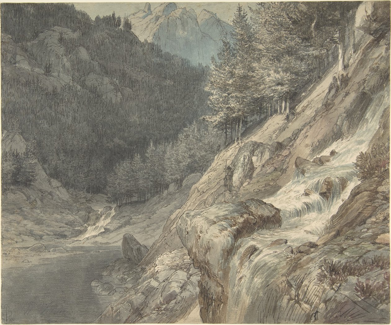 Paisaje montañoso con un río de Johann Wilhelm Schirmer
