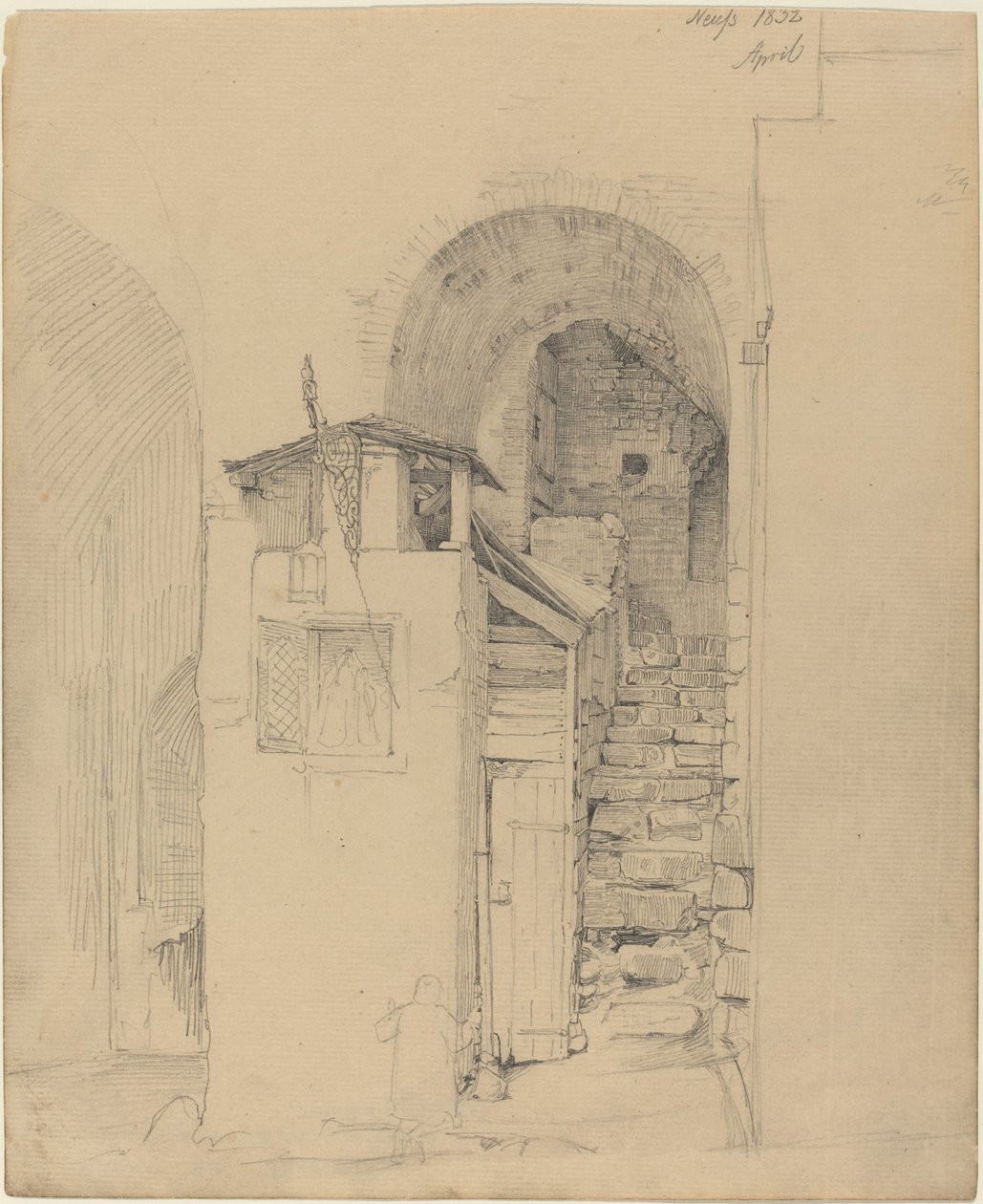 Escaleras en ruinas en Neuss de Johann Wilhelm Schirmer