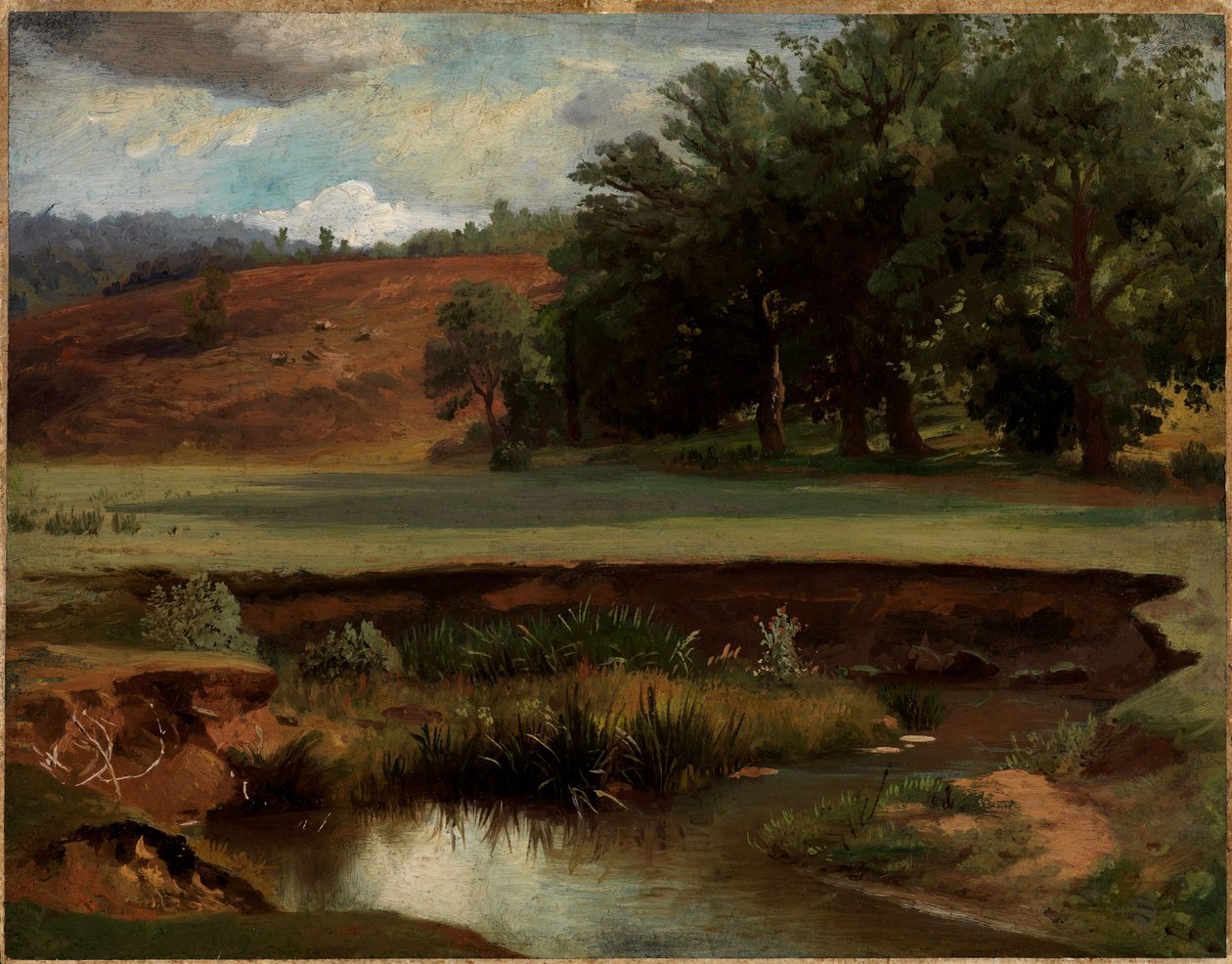 Límite del bosque con un estanque en primer plano de Johann Wilhelm Schirmer