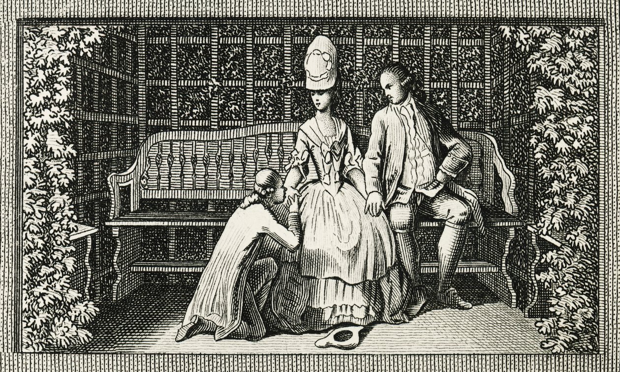 Las penas del joven Werther, grabado inspirado en la novela de Johann Wolfgang von Goethe (1749-1832), Alemania, siglo XVIII de Johann Wolfgang von Goethe