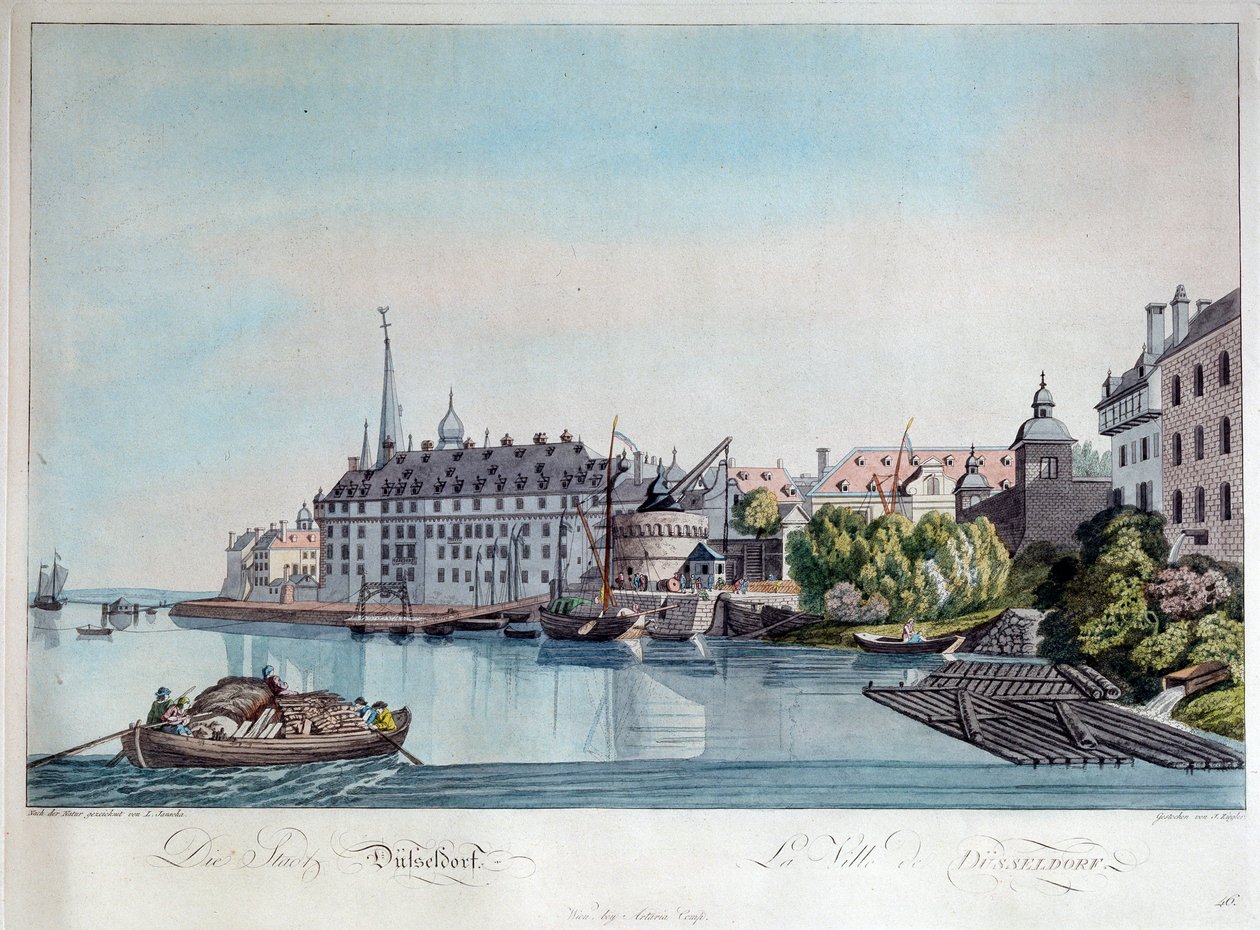 Vista de Düsseldorf antes del bombardeo francés el 6 de octubre de 1794, 1798 de Johann Ziegler