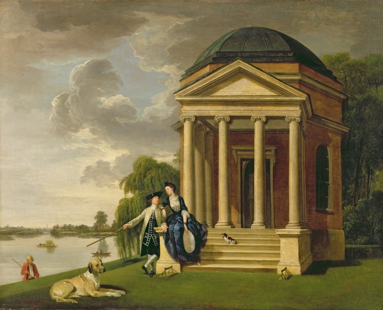 David Garrick (1717-79) y su esposa junto a su templo a Shakespeare en Hampton, c.1762 de Johann Zoffany