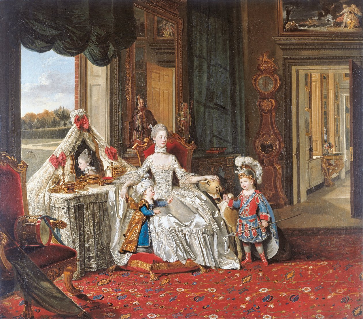 La reina Carlota (1744-1818) con sus dos hijos mayores de Johann Zoffany