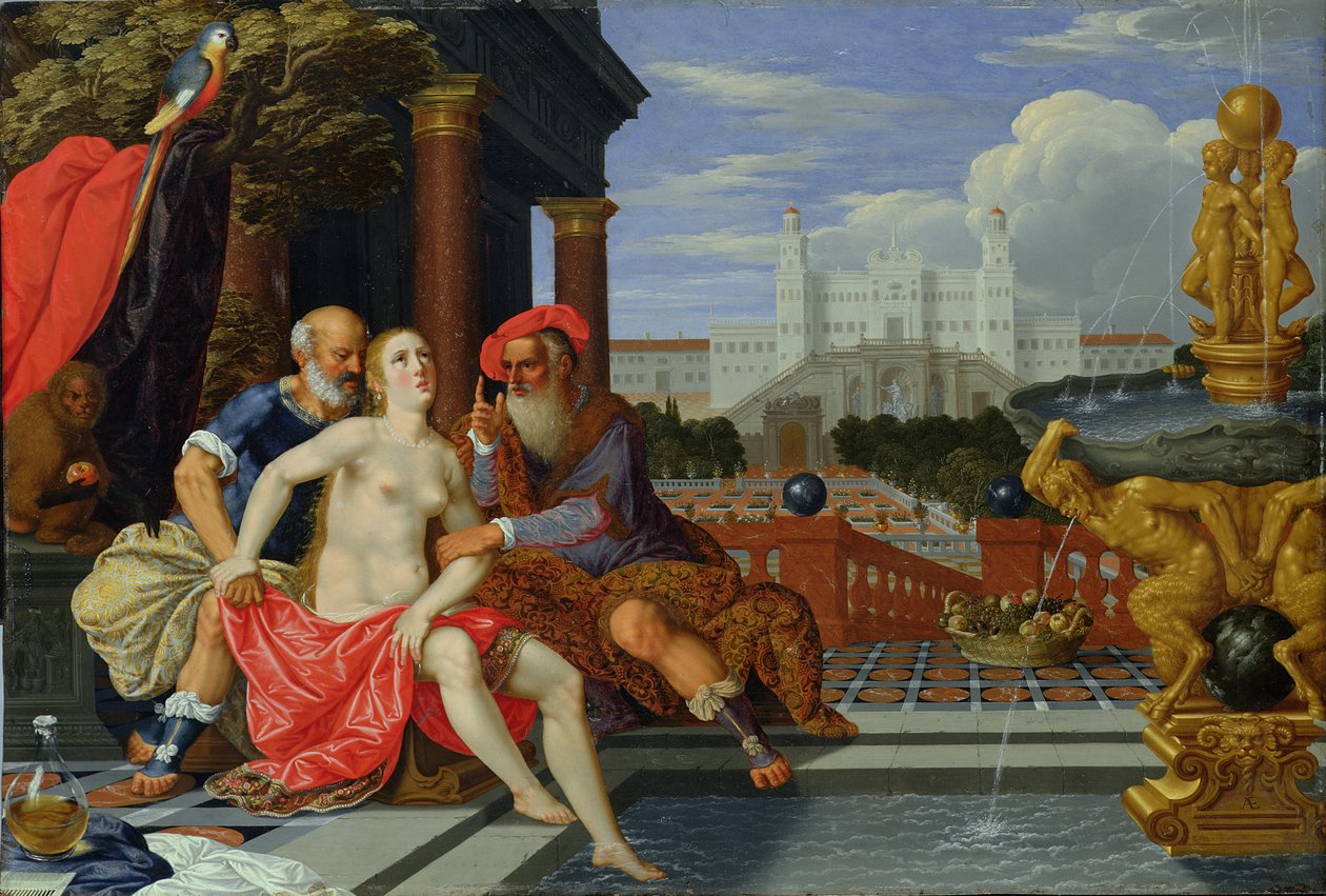 Susana bañándose de Johann or Hans Konig