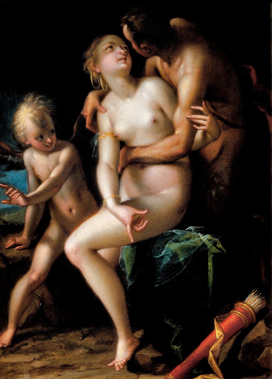 Júpiter, Antíope y Cupido de Johann or Hans von Aachen