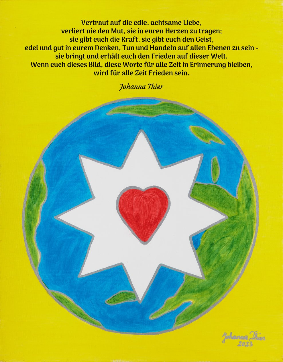 El cuadro de Rosental con la estrella del amor noble y consciente por un mundo sano y pacífico de Johanna Thier
