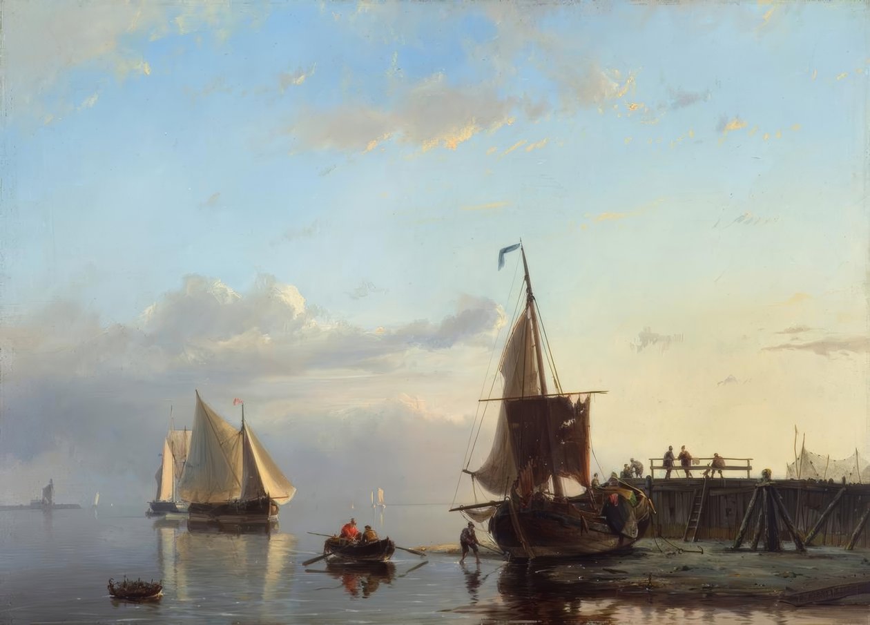 J.H.B. Koekkoek, barcos de vela al atardecer de Johannes Hermann Barend Koekkoek