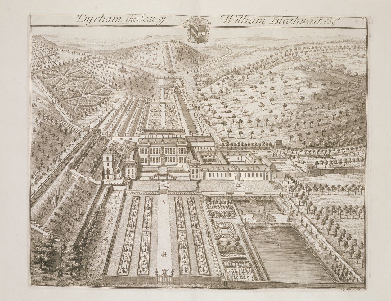 Parque Dyrham, la Residencia de William Blathwayt (c.1649-1717) de Johannes Kip
