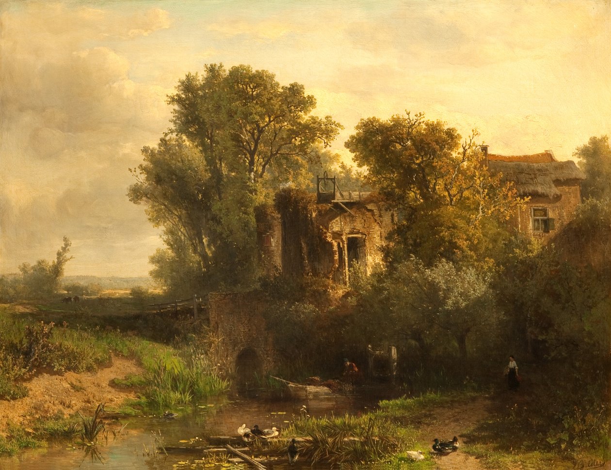 Un paisaje holandés de Johannes Warnardus Bilders