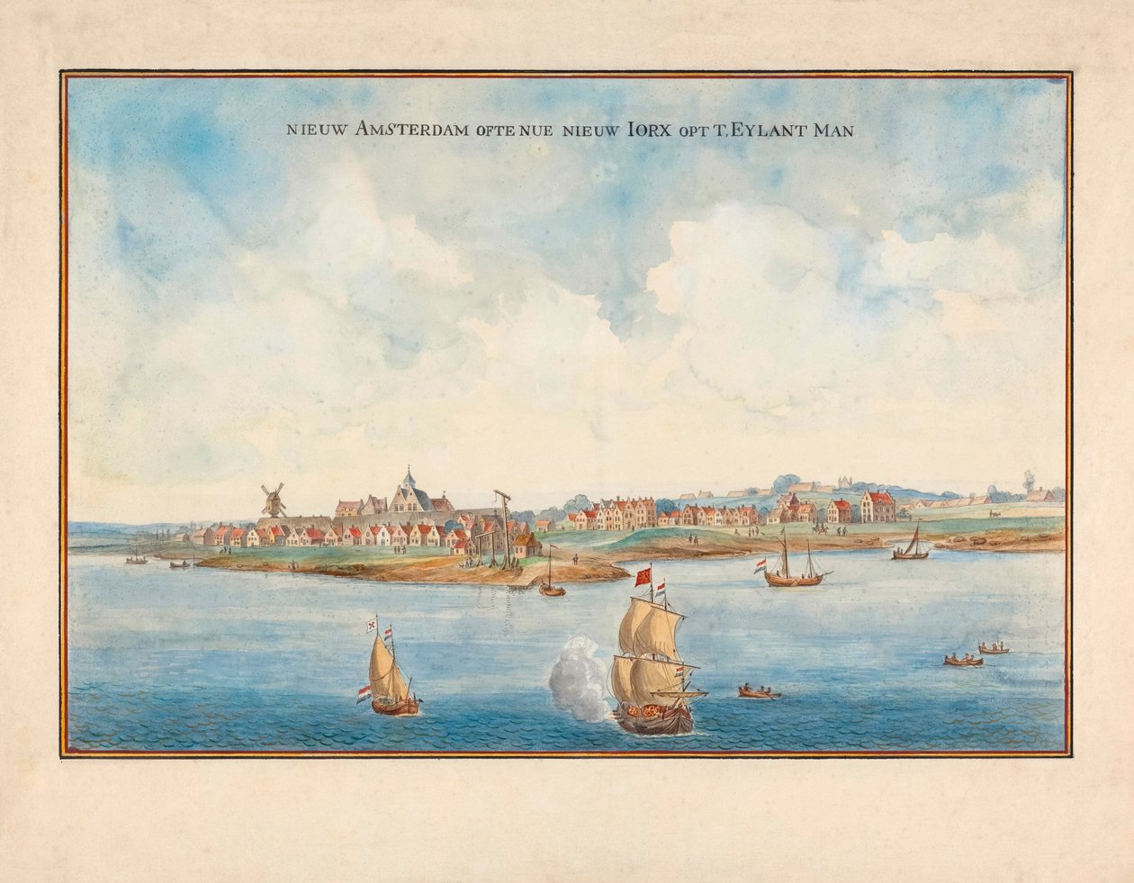 Nueva York desde el mar en el siglo XVII. de Johannes (after) Vingboons