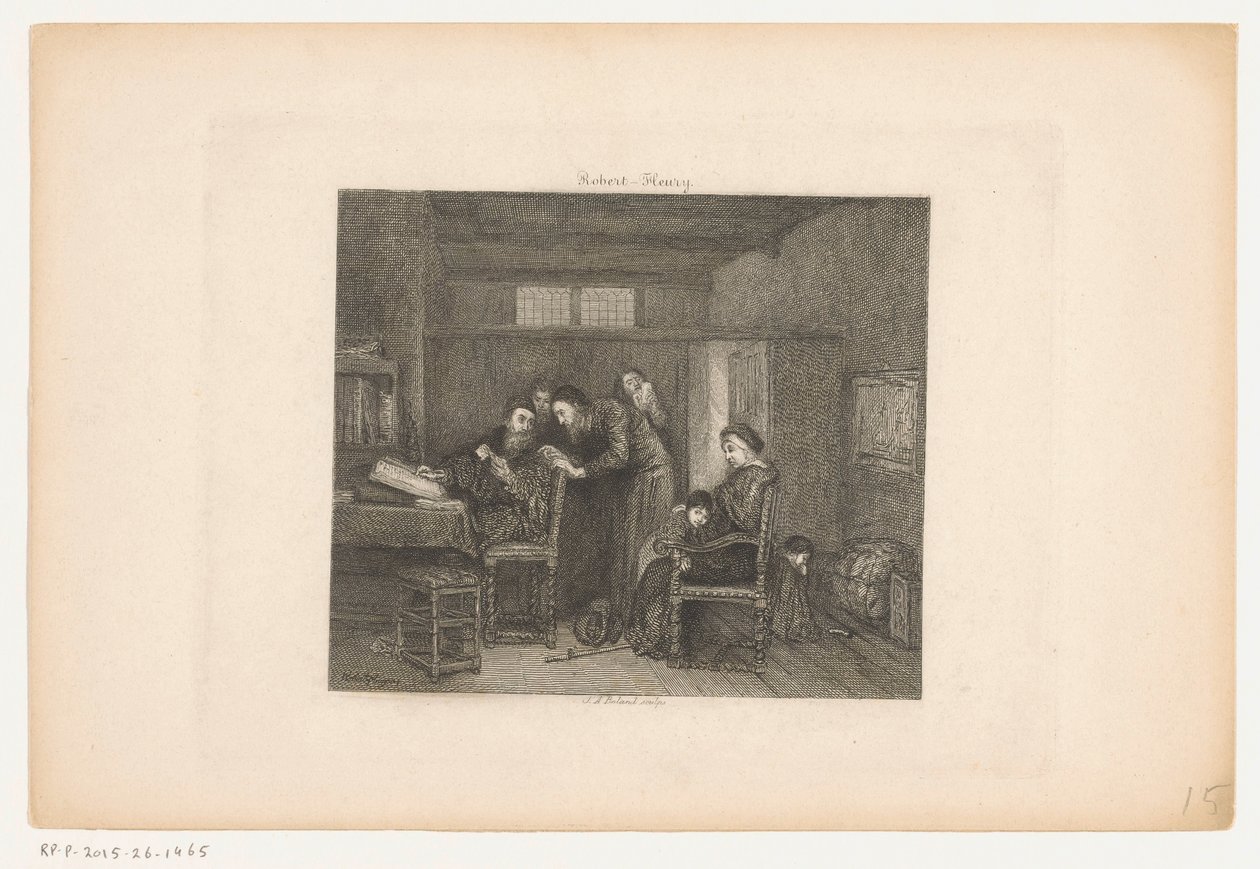 Interior con un administrador en su escritorio de Johannes Arnoldus Boland