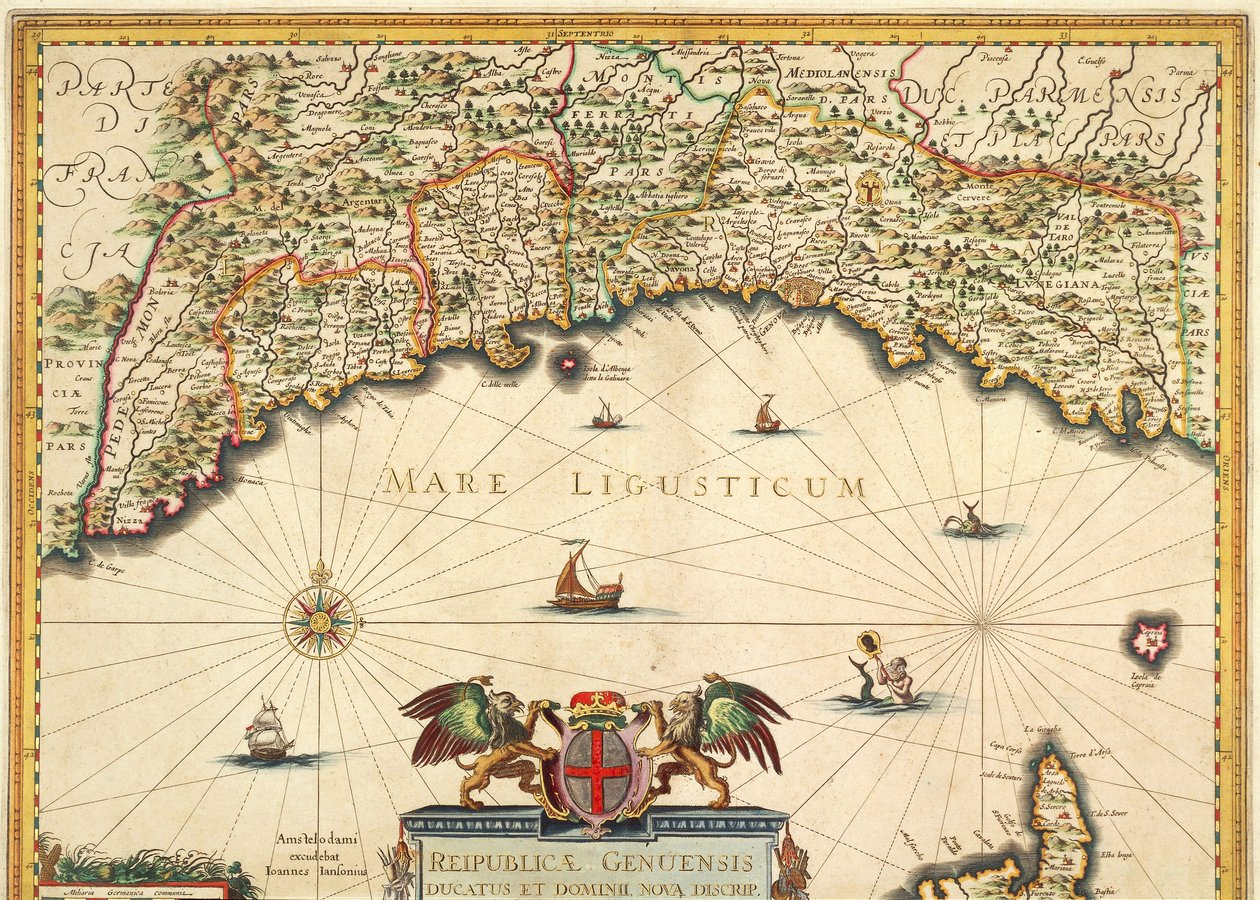 República de Génova, Mapa de Jan Baptist Vrients, grabado en cobre de Johannes Baptista Vrints