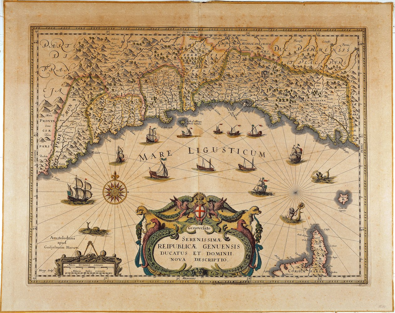 República de Génova, Mapa de Jan Baptist Vrients, grabado en cobre de Johannes Baptista Vrints