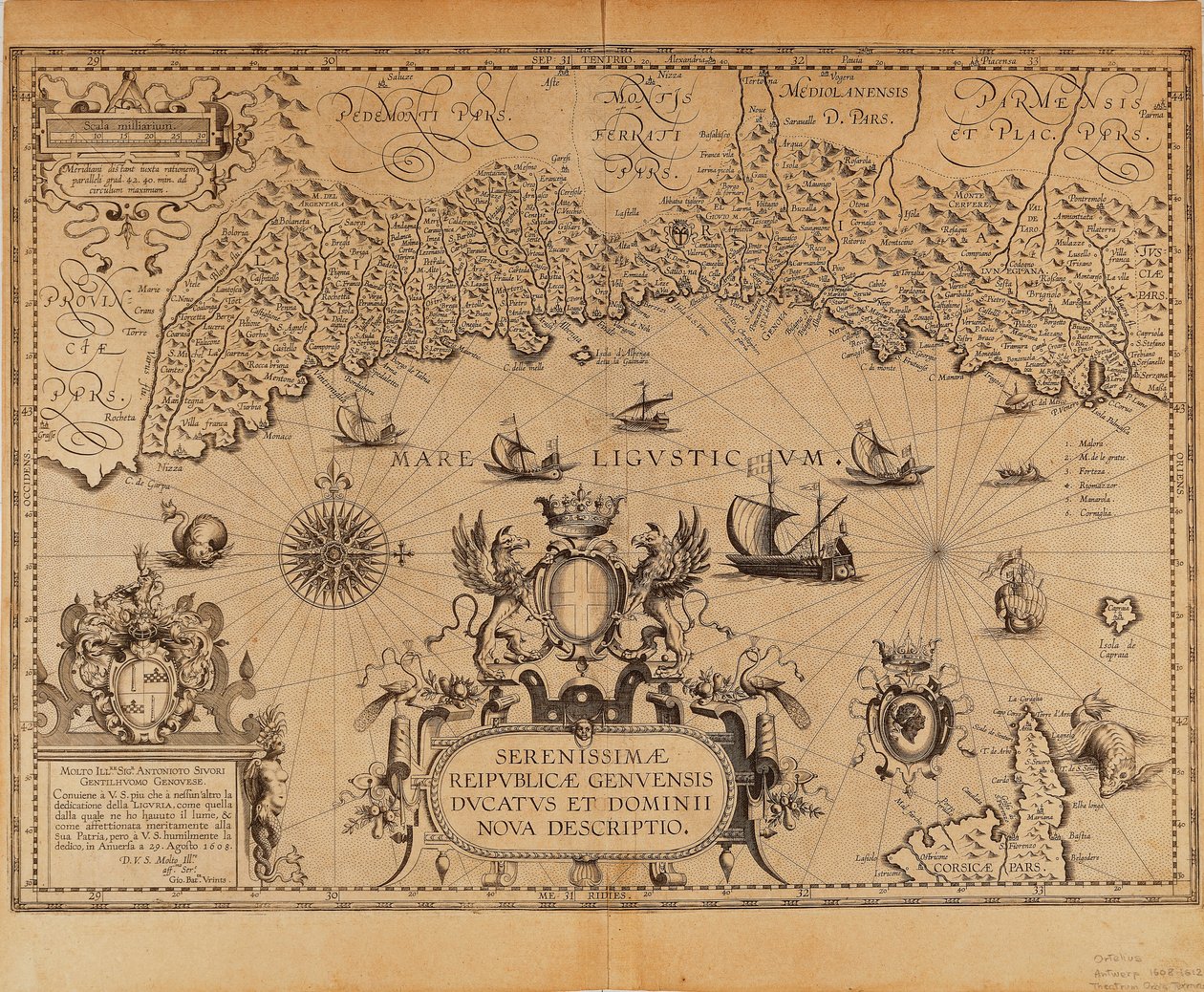 La República de Génova, Mapa de Jan Baptist Vrients del Theatrum Orbis Terrarum de Abraham Ortelius de Johannes Baptista Vrints