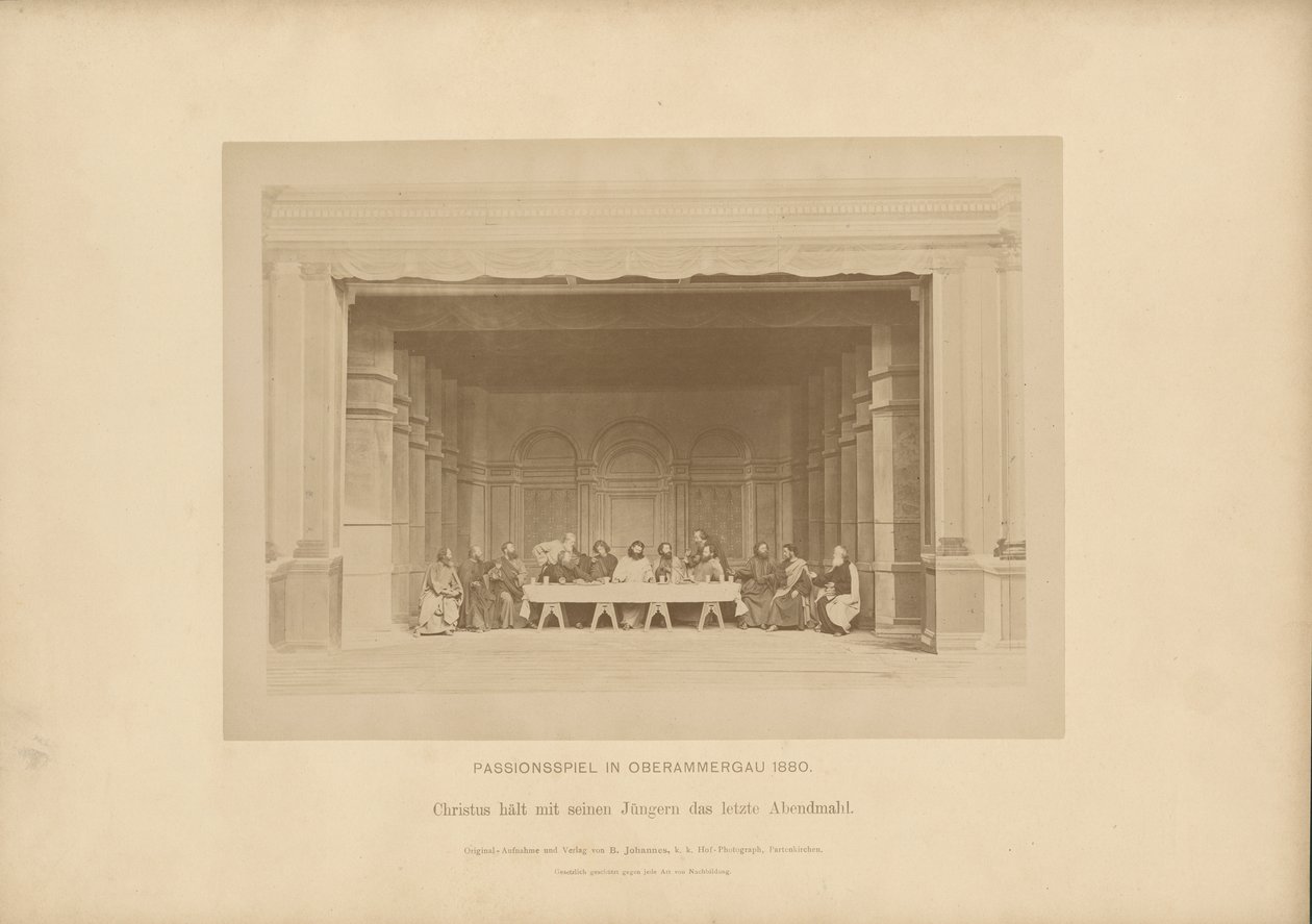 Pasión de Ober-Ammergau - Cristo celebra la última cena con sus discípulos de Johannes Bernhard