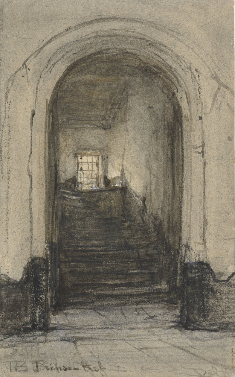 La escalera del Prinsenhof de Delft, donde fue asesinado el príncipe Guillermo I en 1584 de Johannes Bosboom