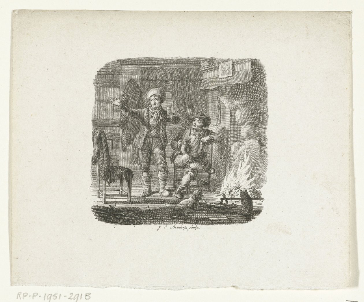 dos hombres, hablar, por, un, fuego de Johannes Christiaan Bendorp