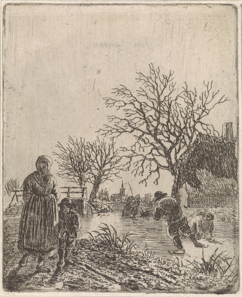 paisaje con patinadores de Johannes Christiaan Janson