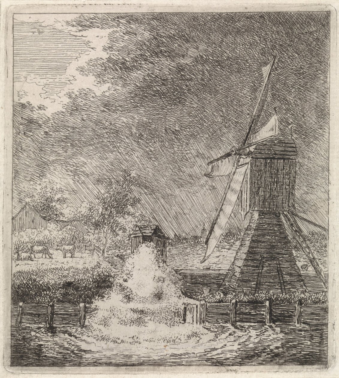 paisaje con molino de agua de Johannes Christiaan Janson