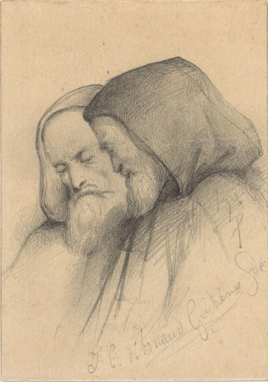 Dos barbas grises en traje de monje de Johannes Christiaan d