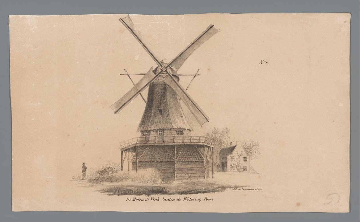 Vista del molino de Vink fuera del Weteringpoort
Mill de Vink fuera de Wetering Poort (título en el objeto) de Johannes Cornelis van Pappelendam