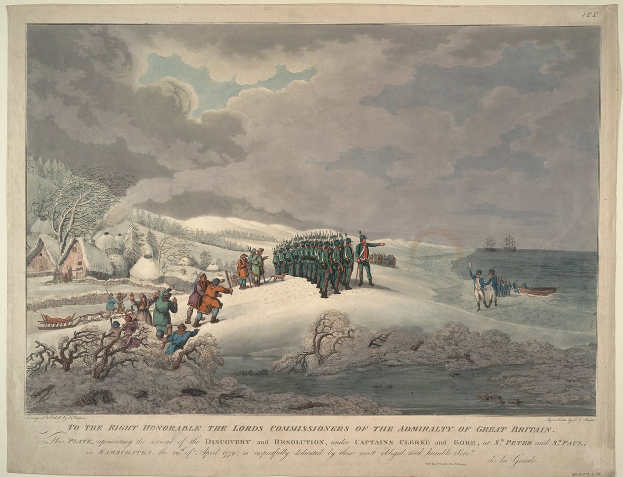 Llegada del Resolution y Discovery a la costa este de Kamchatka, 1779 de Johannes Eckstein
