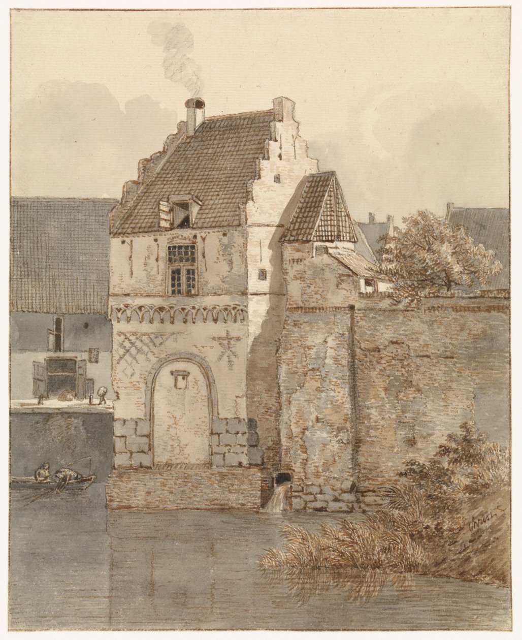 Vista del Bottelpoort en el Oude Haven de Nimega de Johannes Franciscus Christ