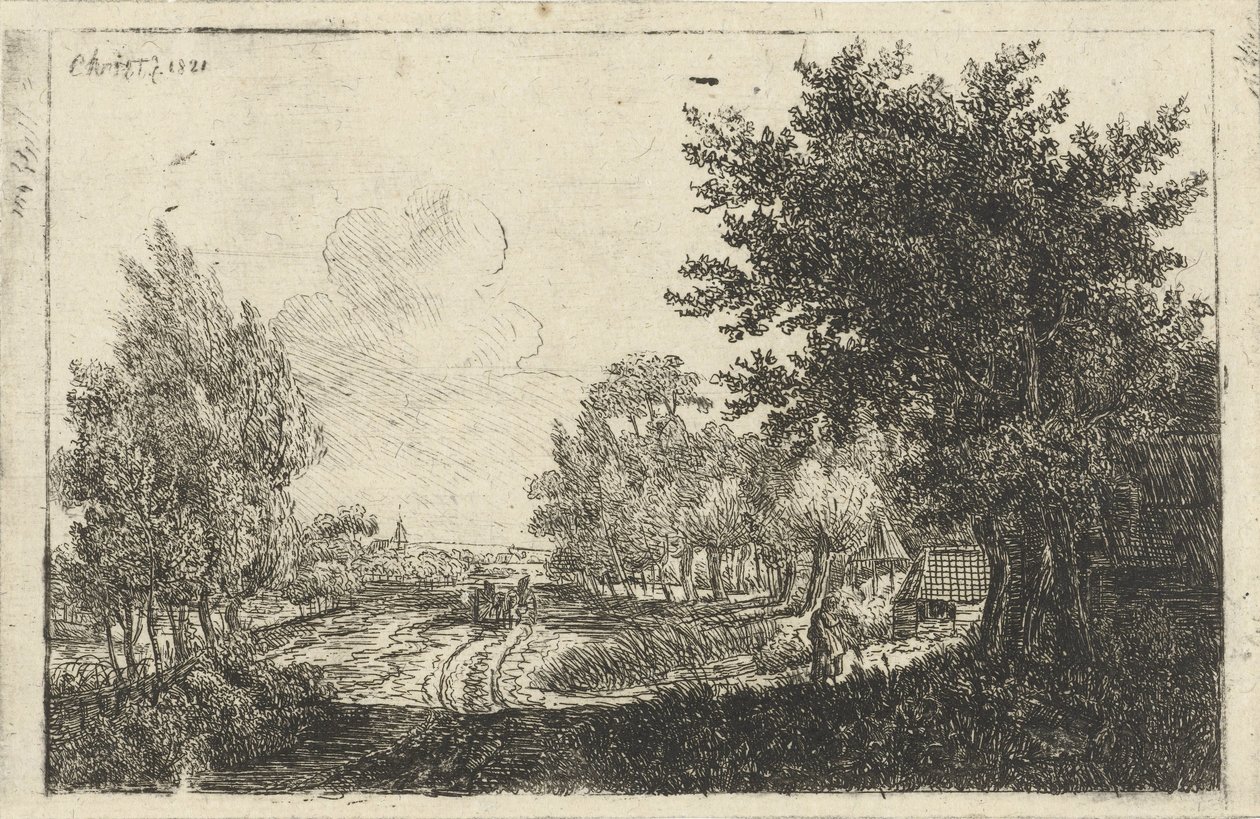 paisaje con un carro de granja de Johannes Franciscus Christ