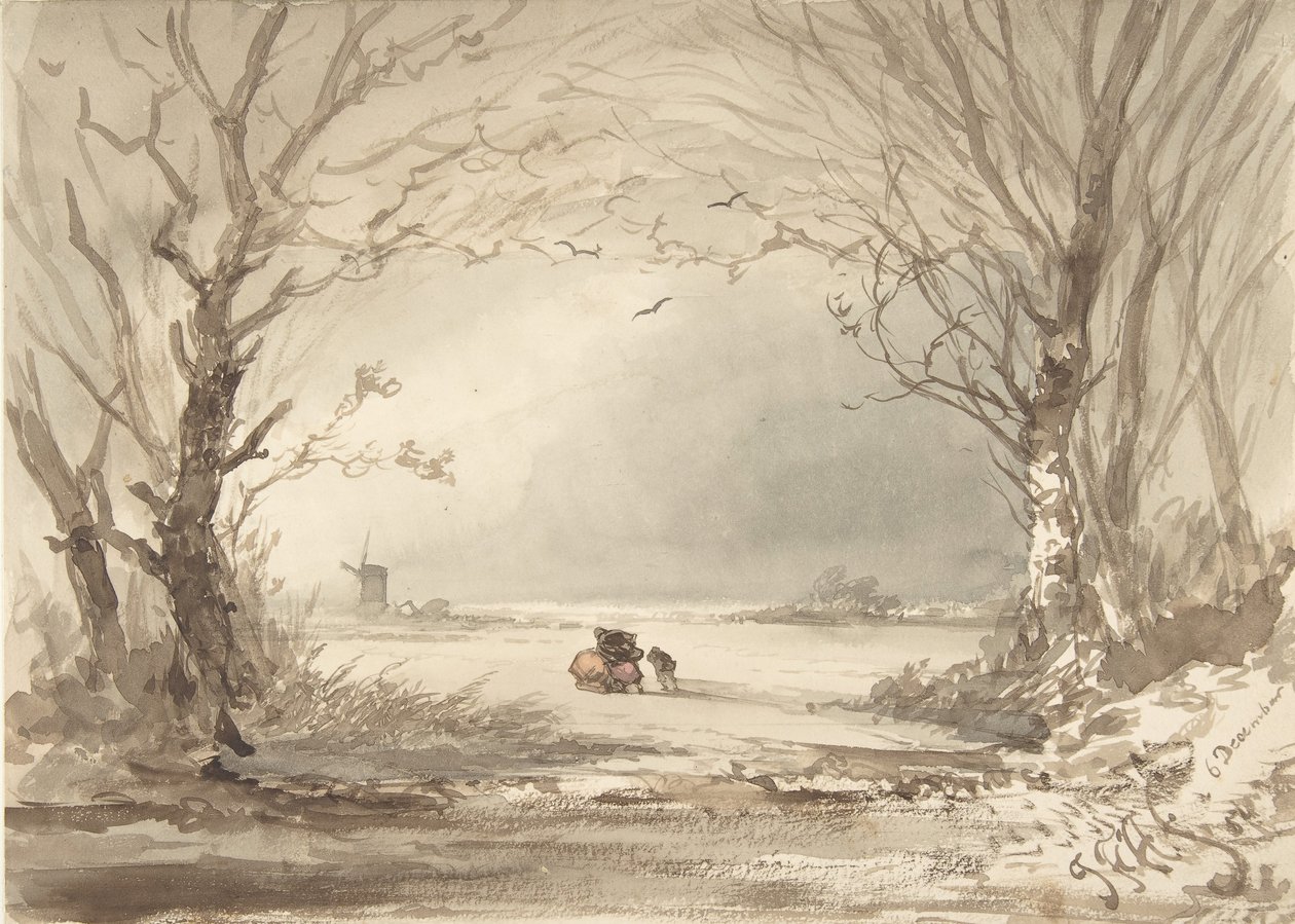 Un paisaje de invierno de Johannes Franciscus Hoppenbrouwers
