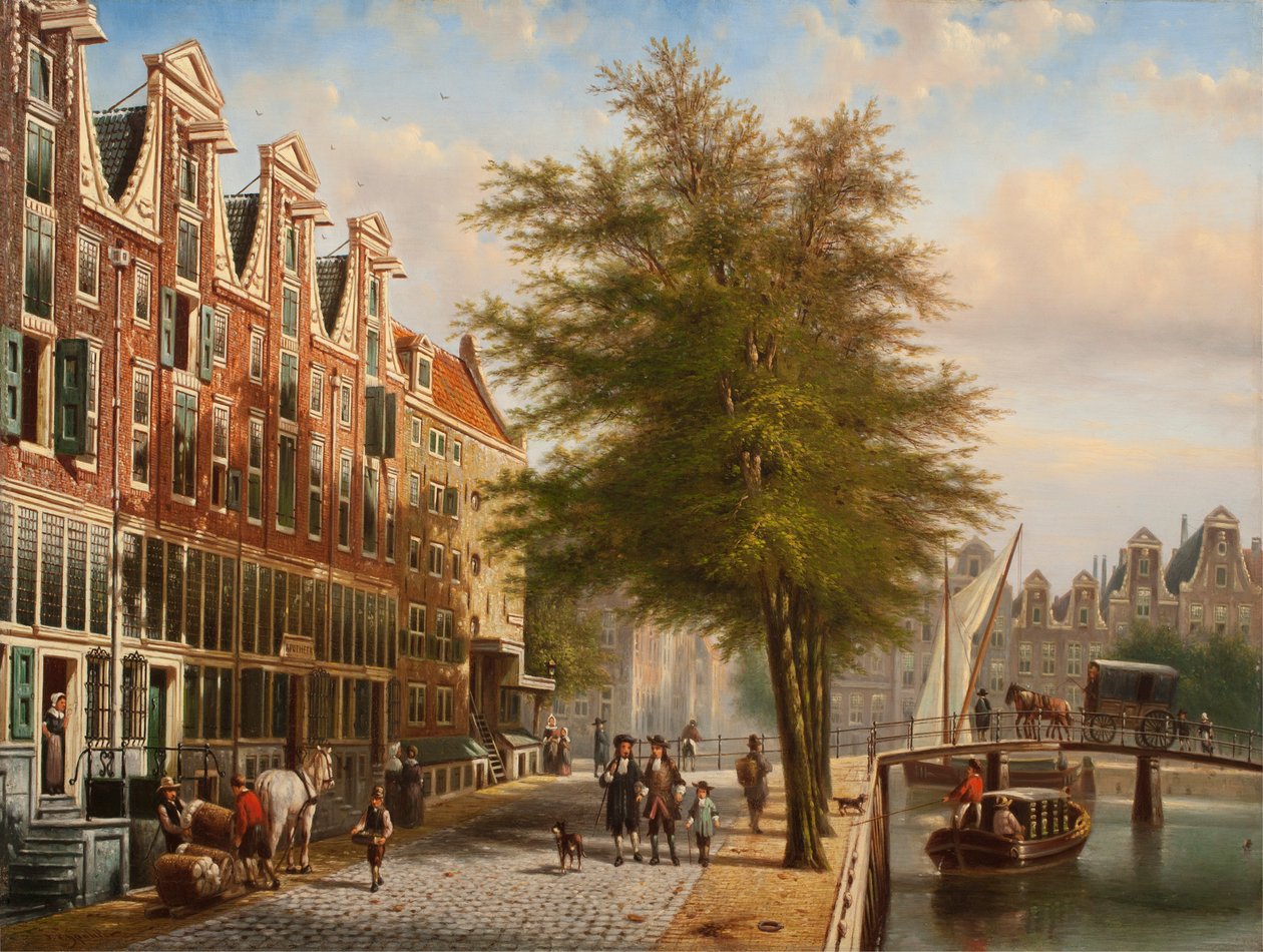 Vista del Leidsegracht y Herengracht, Ámsterdam de Johannes Franciscus Spohler