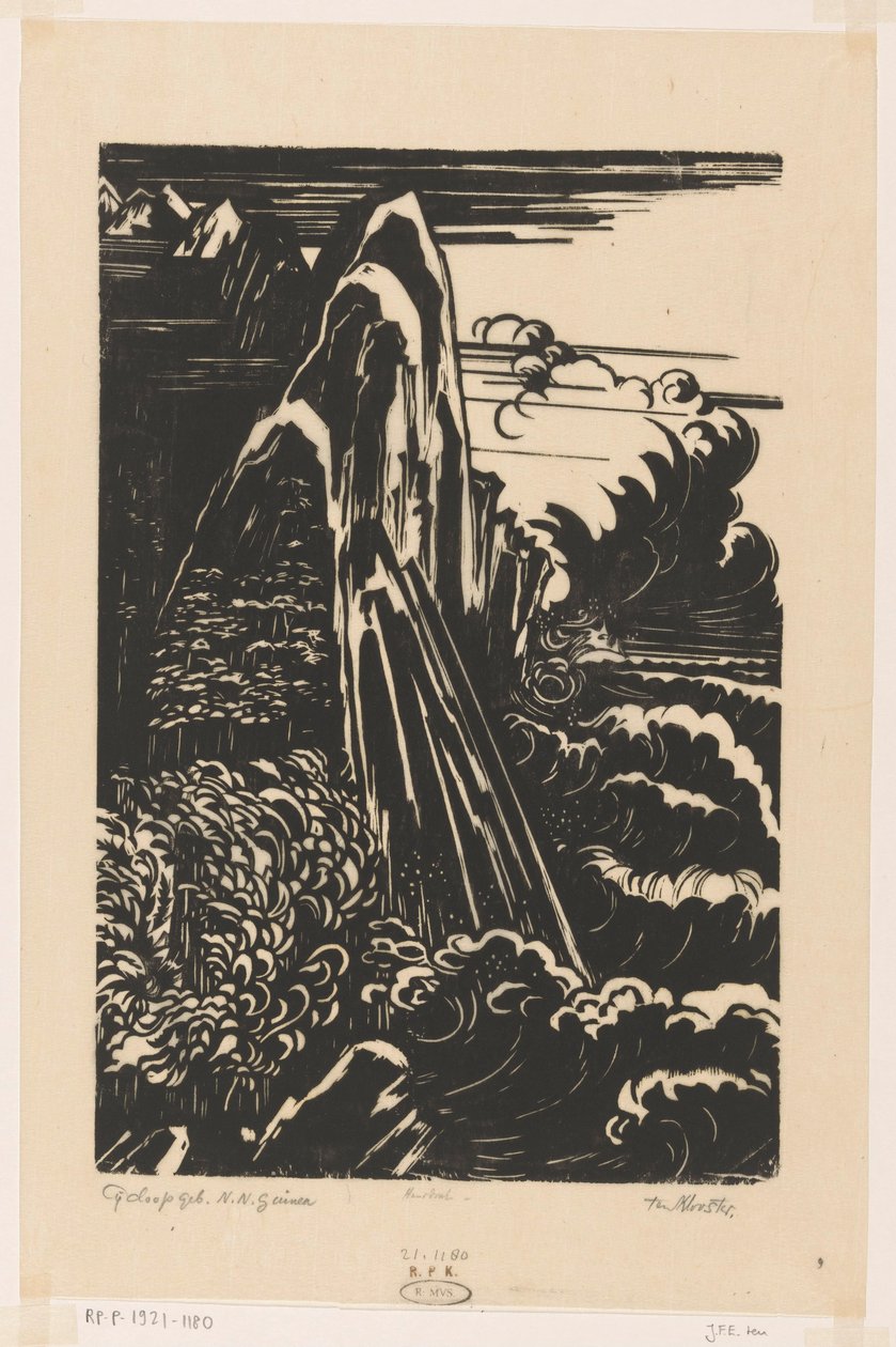 Montañas Cíclopes, Nueva Guinea Holandesa (título original del objeto) de Johannes Frederik Engelbert ten Klooster (signed by artist)