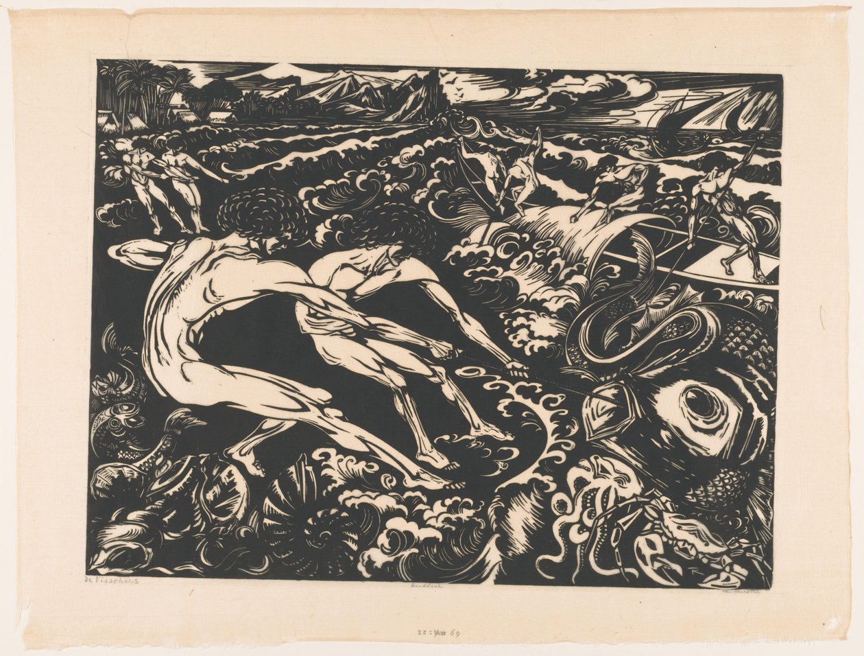 De visschers (título original del objeto) de Johannes Frederik Engelbert ten Klooster (signed by artist)