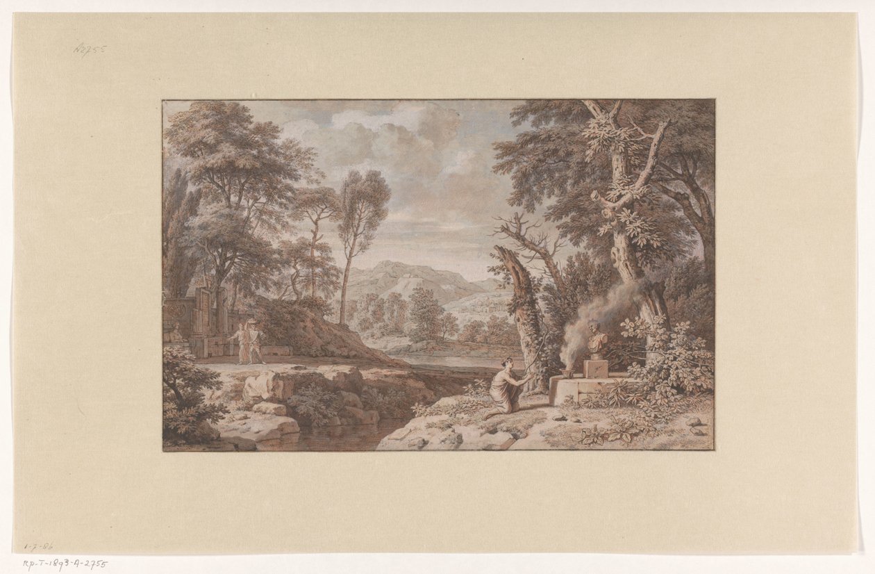 Paisaje arcádico con escena de sacrificio de Johannes Glauber