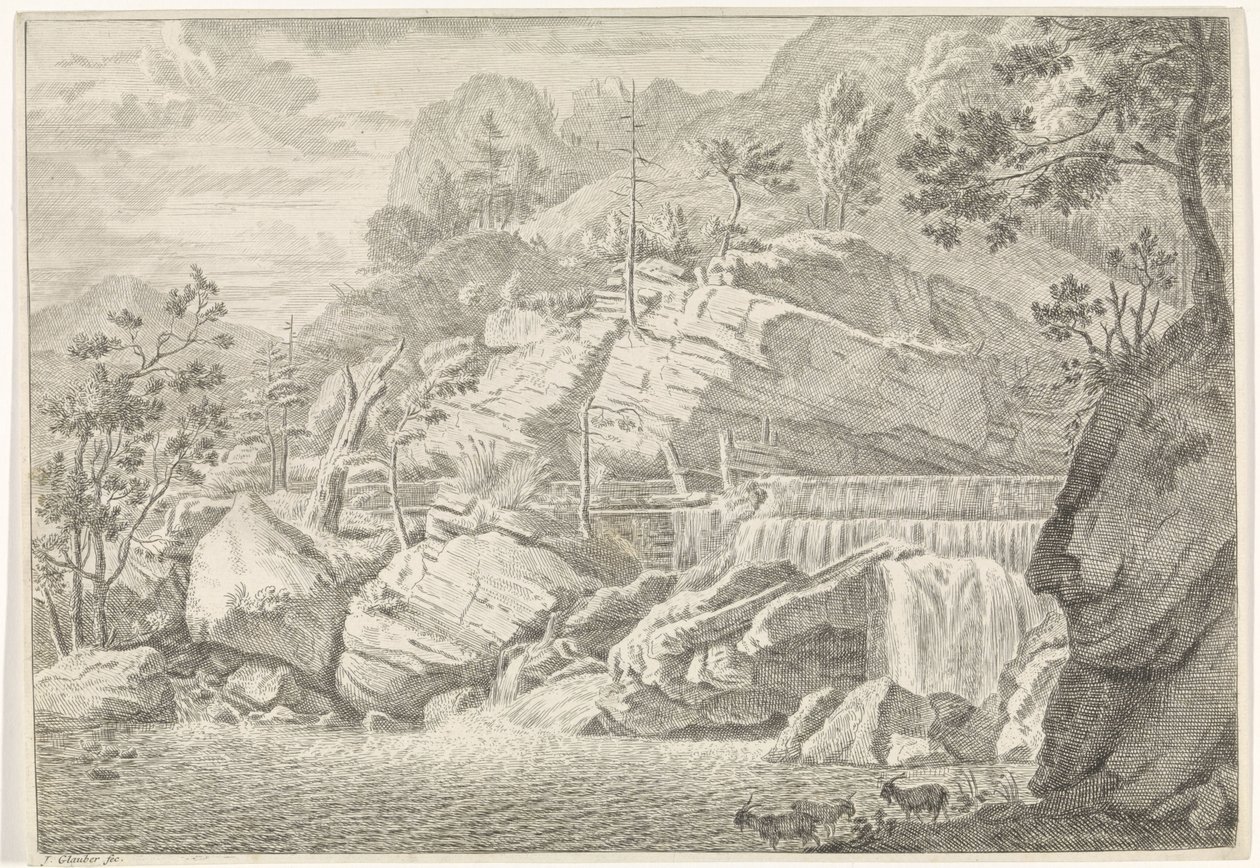 Vista de la gran cascada de Chartreuse Paisajes en las montañas de Chartreuzer (título de la serie) de Johannes Glauber