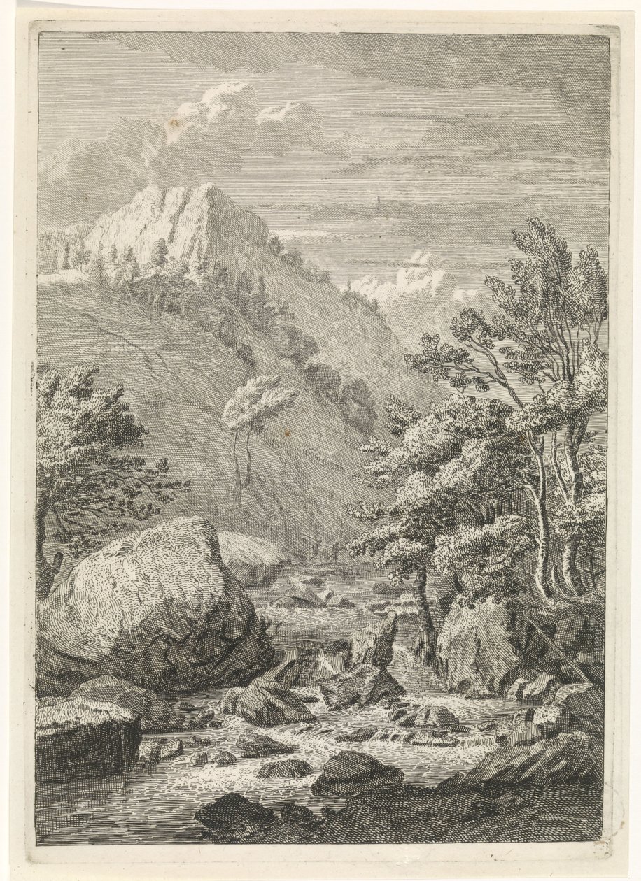 Barranco con una amplia cascada Paisajes en las montañas de Chartreuzer (título de la serie) de Johannes Glauber