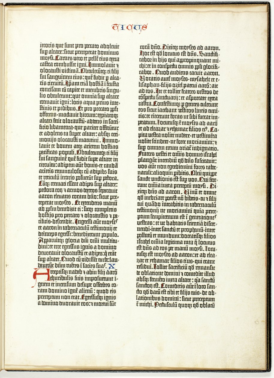 Hoja de la Biblia Gutenberg de Johannes Gutenberg