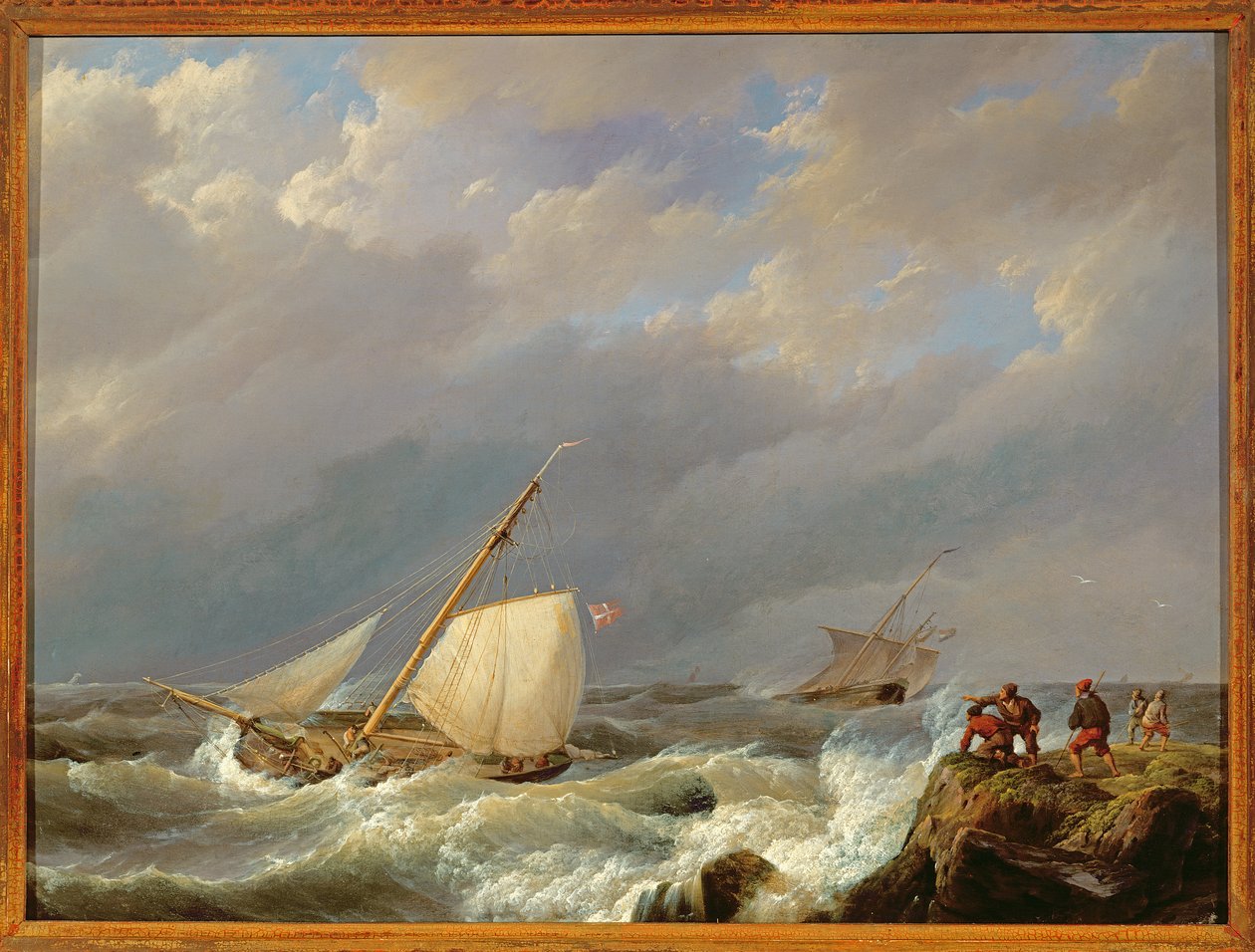 Barcos en una Costa de Sotavento en una Tormenta, 1844 de Johannes Hermann Barend Koekkoek