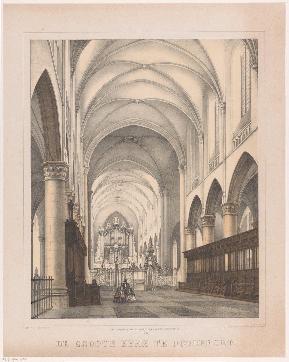 Interior de la Grote Kerk en Dordrecht La Gran Iglesia de Dordrecht (título sobre el objeto) de Johannes Hermanus van der Heijden
