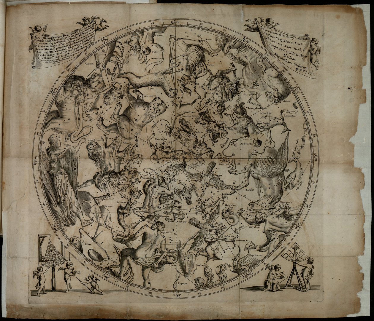 Tabla de la constelación del hemisferio norte Firmamentum Sobiescianumsive Uranographia de Johannes Hevelius
