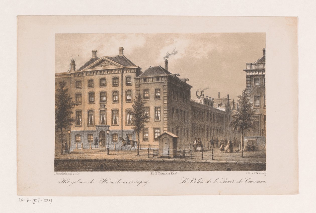 Sede de Handel-Maatschappij en Amsterdam El edificio de la Compañía Comercial (título sobre el objeto) de Johannes Hilverdink