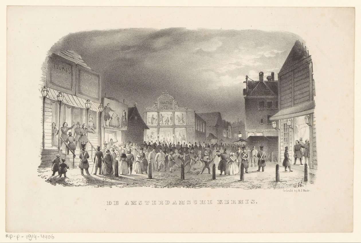 Feria en el Botermarkt de Amsterdam La Feria de Ámsterdam (título sobre el objeto) de Johannes Hilverdink