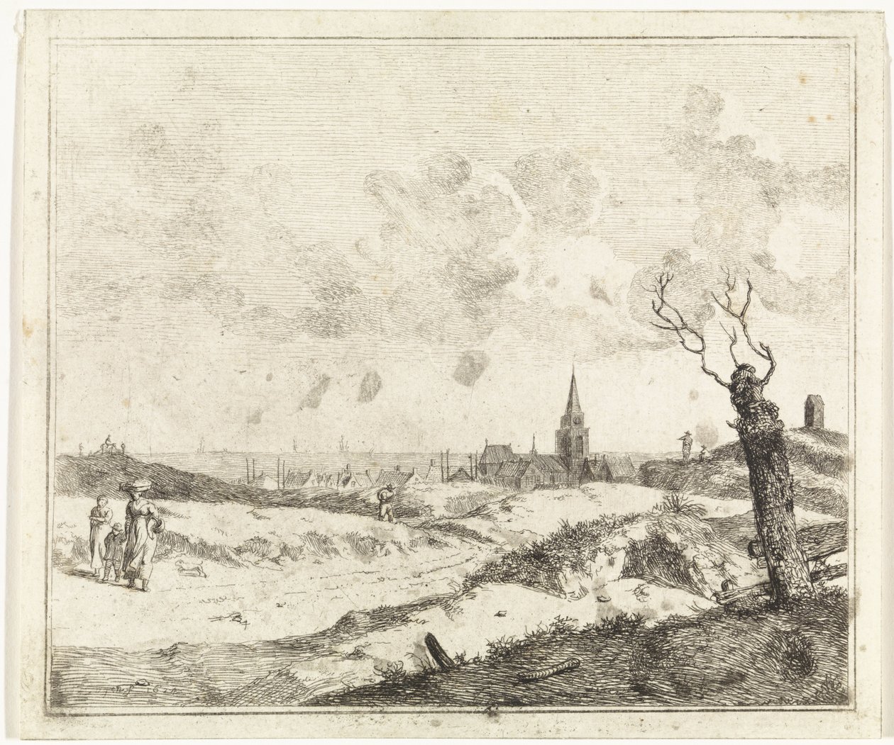Vista de un pueblo junto al mar de Johannes Huibert Prins